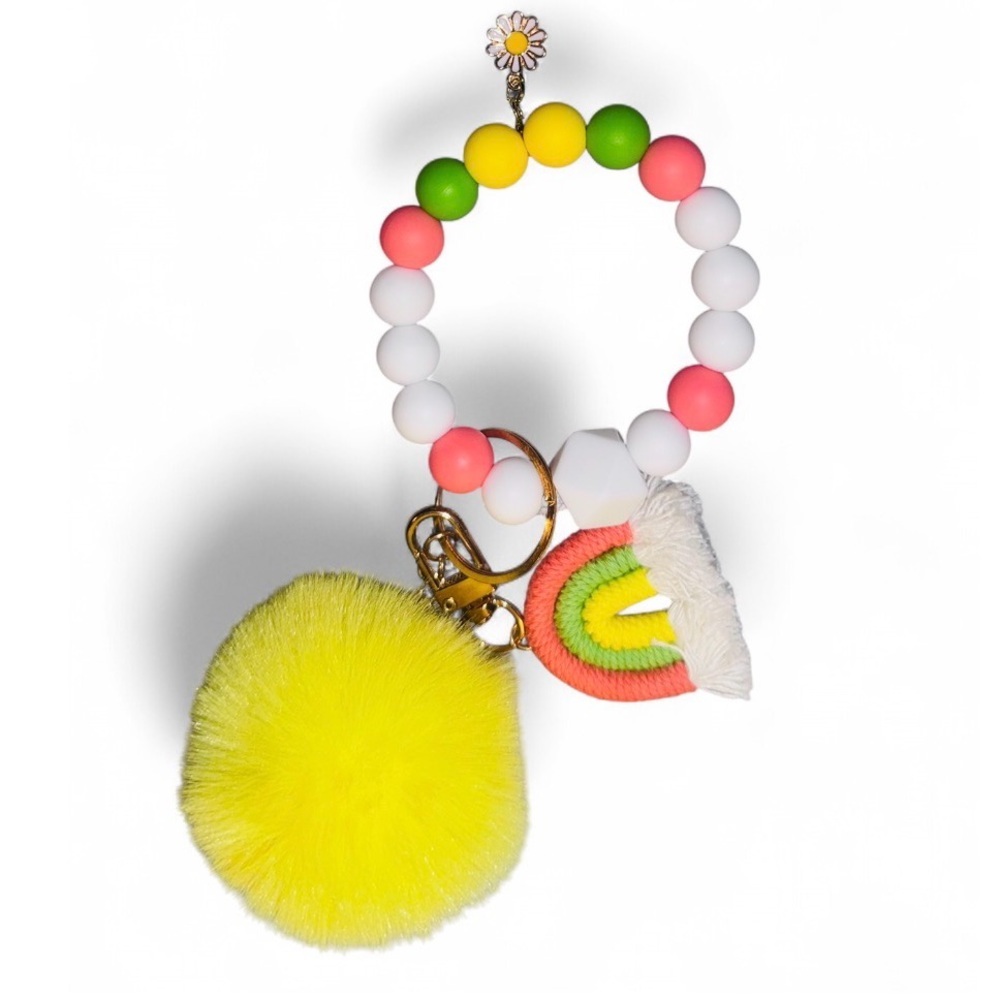 Citrus Rainbow Womens Silicone Beaded Keychain - Picture 5 of 7